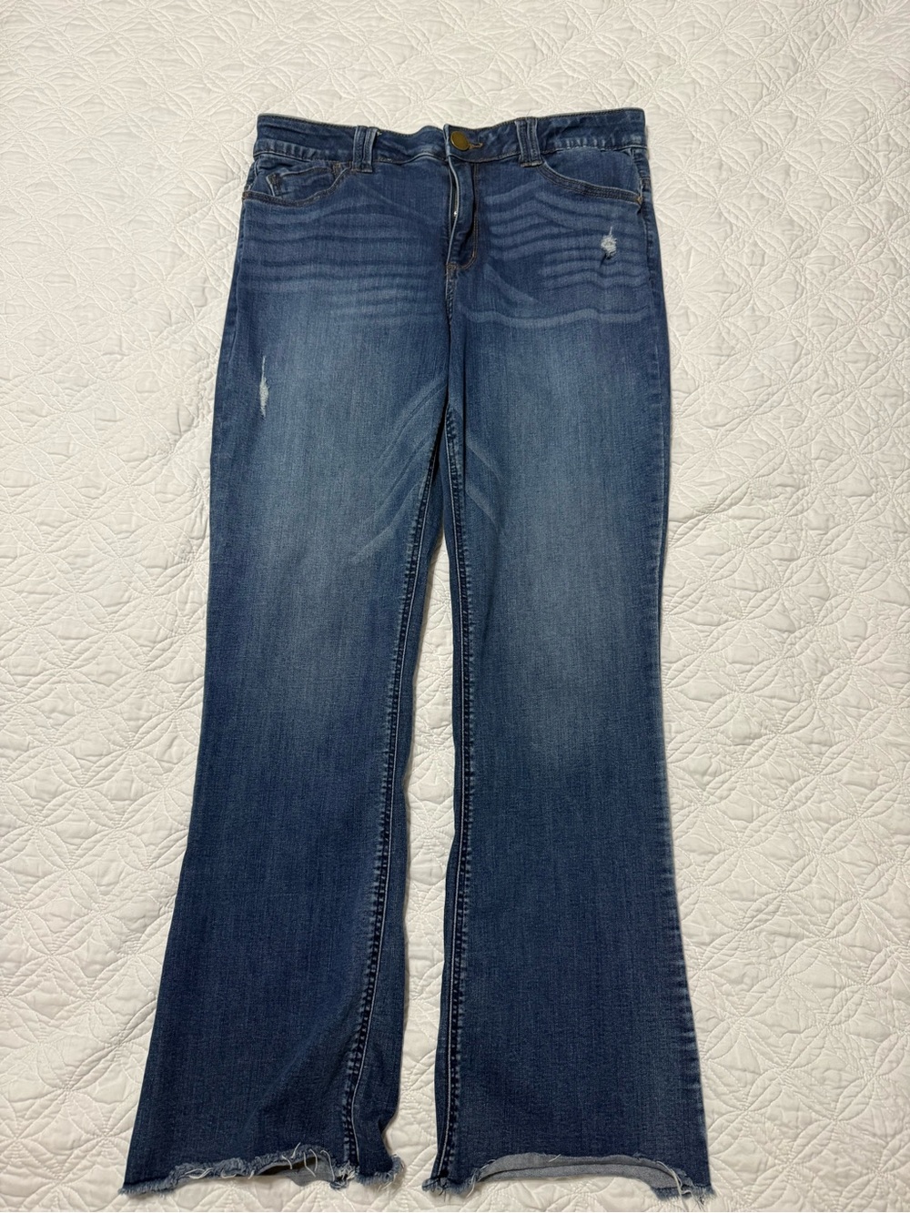Democracy Dark Blue Flare Jeans with Raw Hem